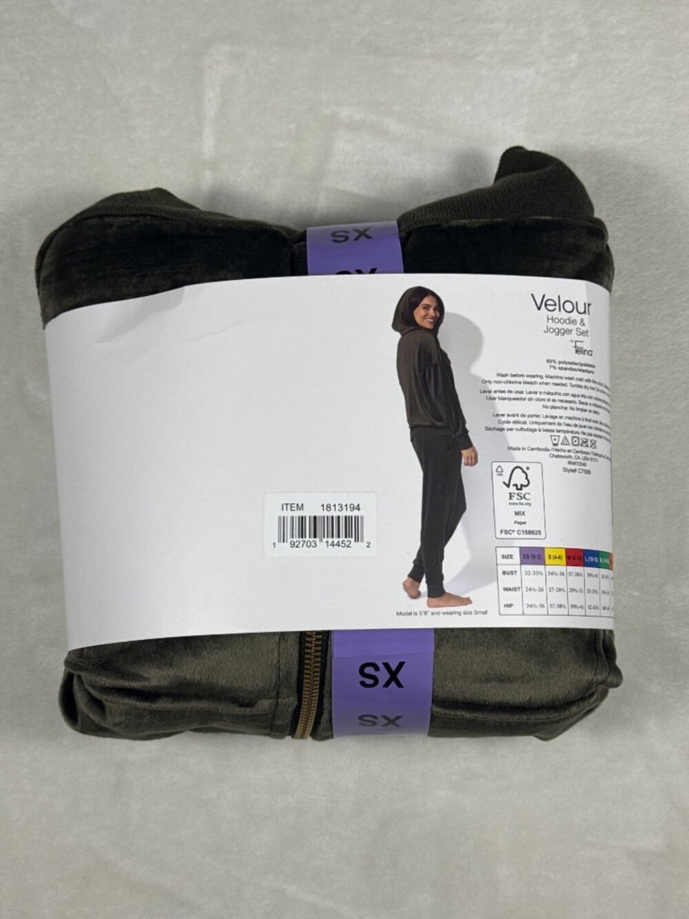 Velour Hoodie & Jogger Set By Felina XS Black Soft Lounge Wear - Picture 4 of 5